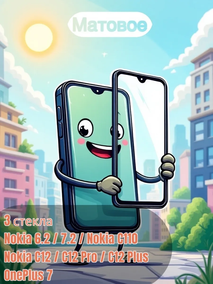 Стекло Матовое 3шт для Nokia 6.2 (TA-1198) 7.2 (TA-1196)