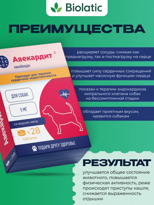 VIC Авекардит 5мг для средних собак, коробка 28 табл, вариант, фото 2