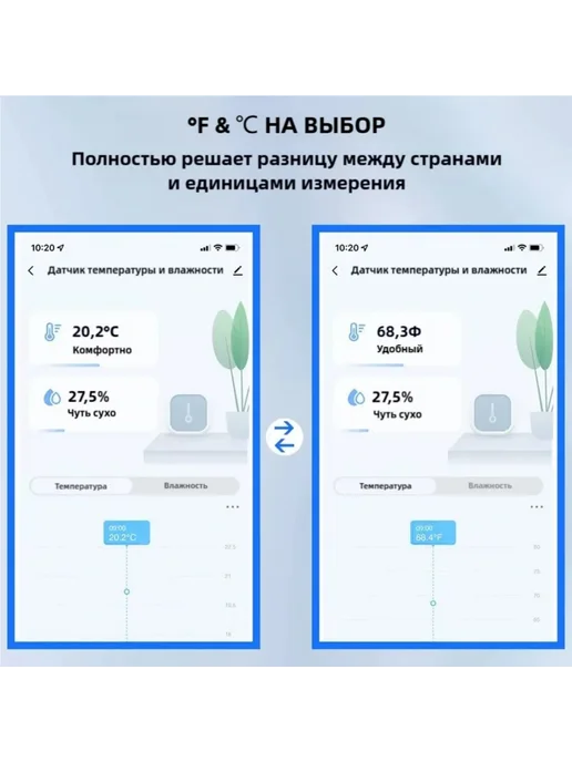 Умный датчик температуры и влажности Zigbee для дома, желтый, фото 8