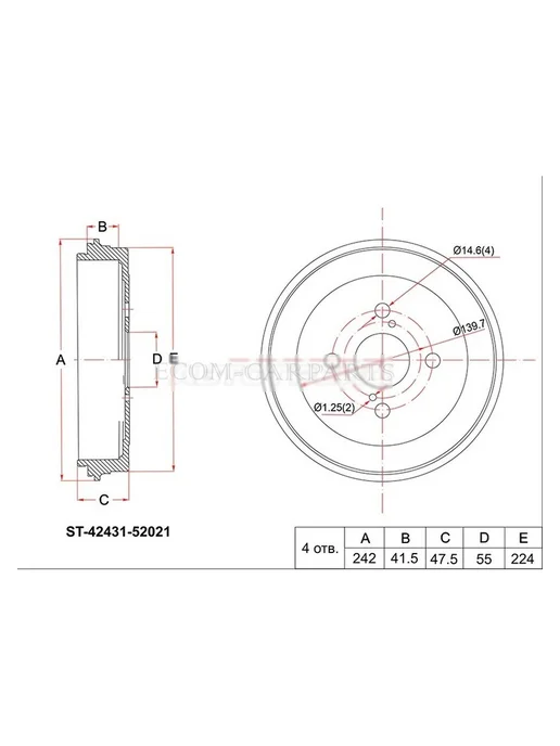 SAT Барабан тормозной зад TOYOTA BB 00-05 FUN CARGO 99-05, вариант