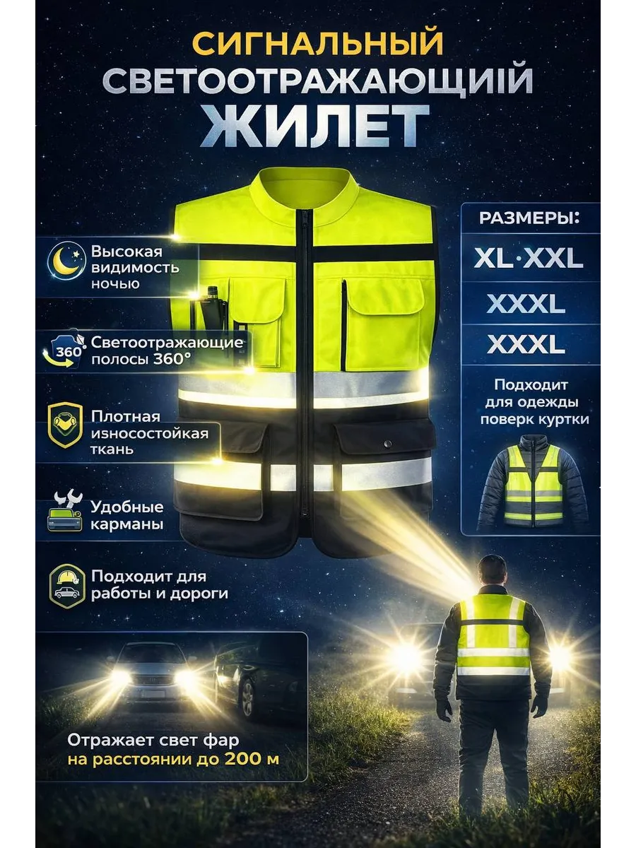 Жилет светоотражающий сигнальный