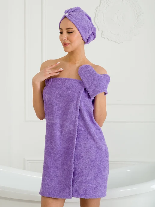 BIO-TEXTILES Махровый набор для бани и сауны, килт и чалма, вариант, фото 6