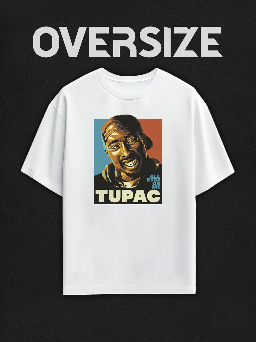 Футболка оверсайз с принтом Тупак, хип-хоп вайб, рэп стиль