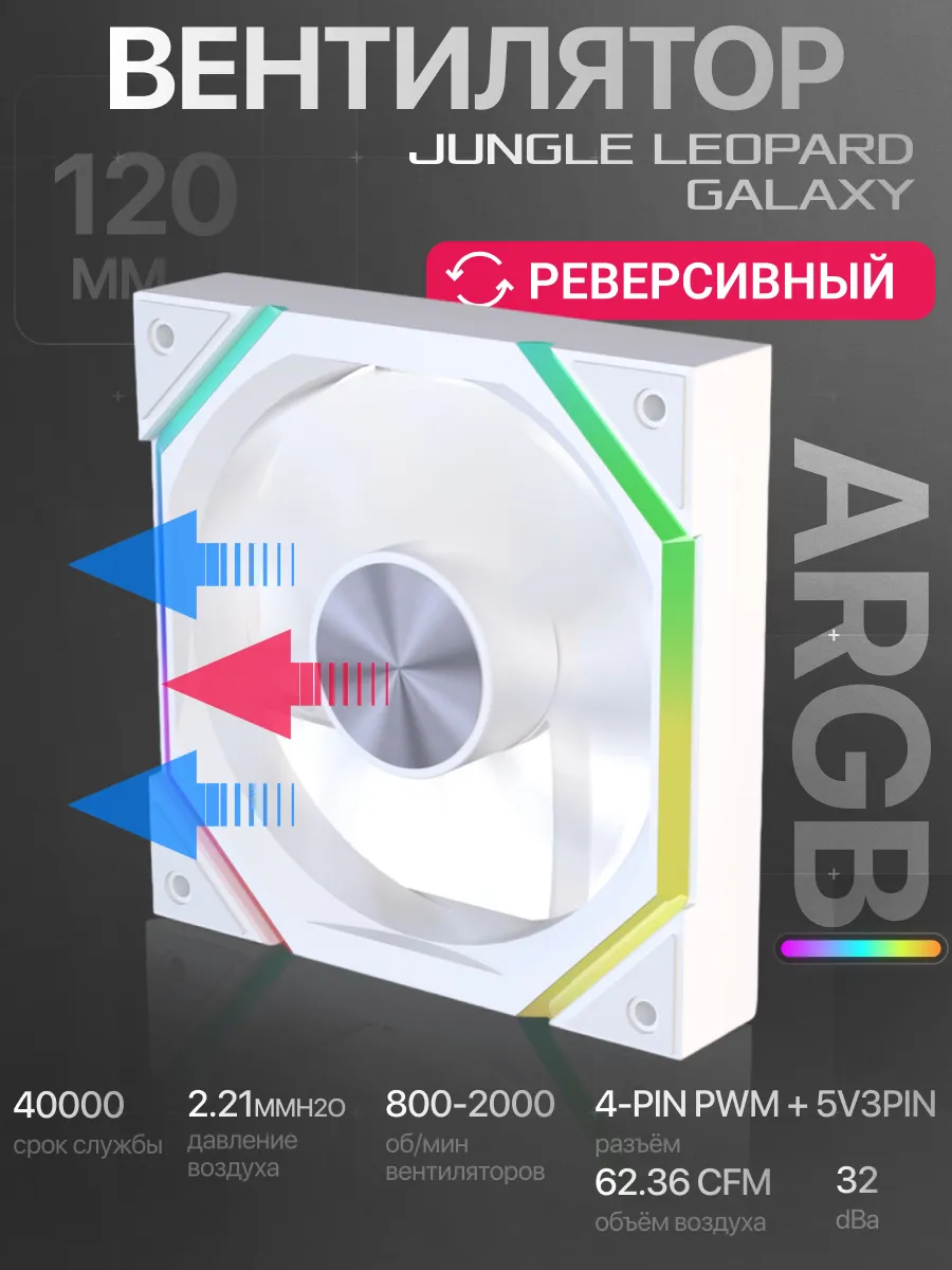 Корпусный вентилятор Jungle leopard Galaxy, ARGB 120 мм