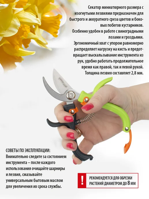 Garden Show Секатор для цветов, двухупорный, L15,5 см, вариант, фото 4