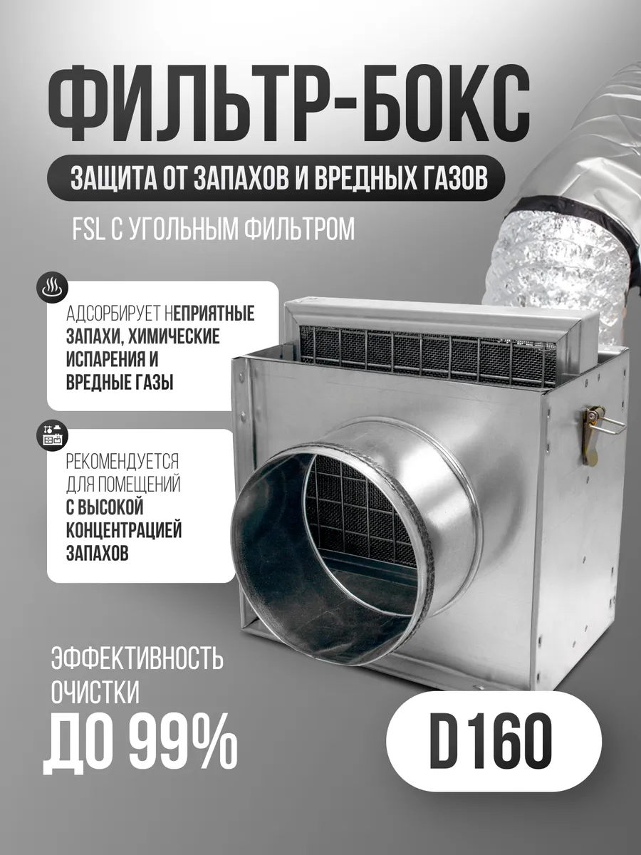 Фильтр-бокс для круглых каналов FSL, угольный (D160мм)