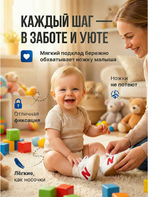 Пинетки кеды для новорожденных девочек и мальчиков, белый, фото 2