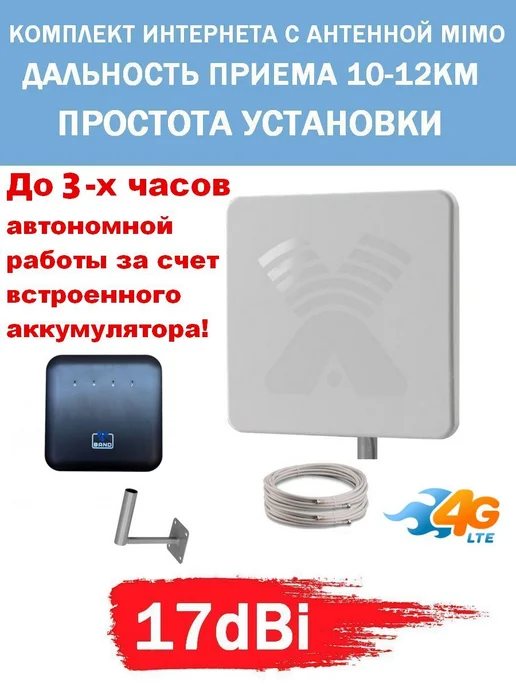 Антекс Комплект беспроводного интернета 17дБ с автономной работой, вариант