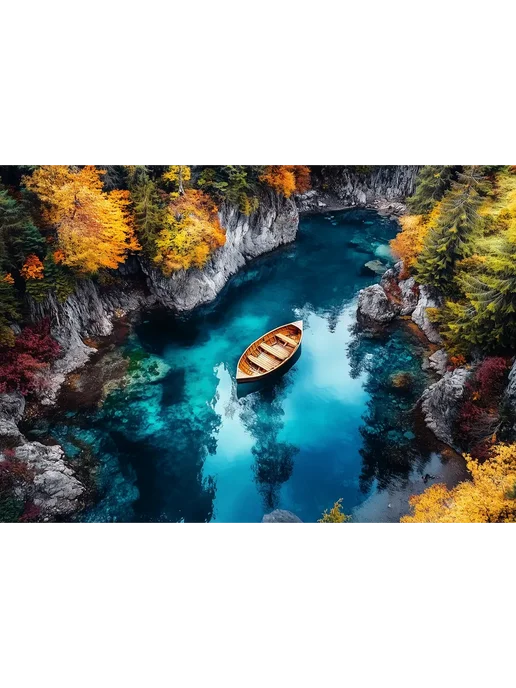 1001puzzle Пазл Алма деревянный 1000 деталей. Лодка в карельских скалах, вариант, фото 8