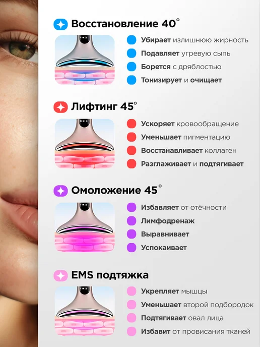 Микротоковый массажер для лица RF лифтинг, белый, фото 3