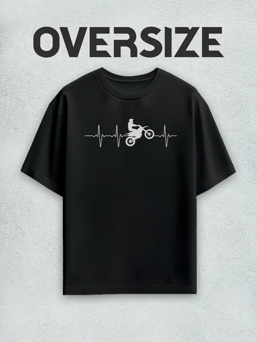 Футболка оверсайз с принтом мотоцикл мото