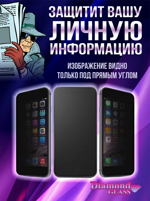 DiamondGlass Защитное стекло матовое антишпион на xiaomi redmi note 14, 2 шт, фото 2