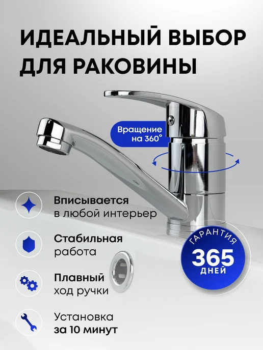 RAFTAQUA Смеситель для раковины в ванну, серый, фото 2