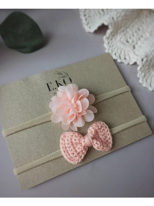 E.KO Knitted accessories Повязка на голову для малыша, розовый, фото 2