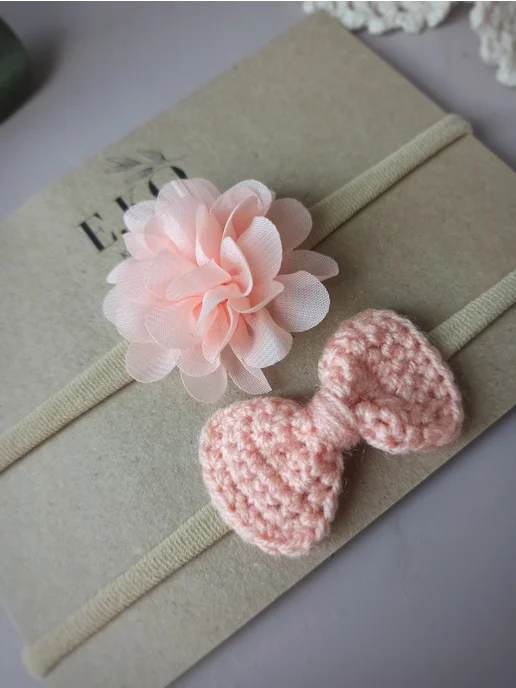 E.KO Knitted accessories Повязка на голову для малыша, розовый, фото 3