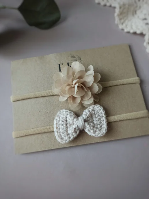 E.KO Knitted accessories Повязка на голову для малыша, бежевый, фото 2
