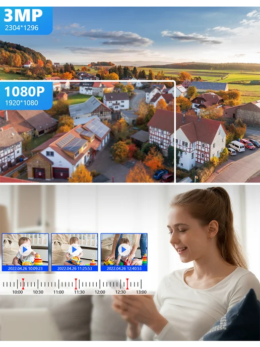 movols guard your home Комплект видеонаблюдения уличный WiFi 4 камеры 3МП(без HDD), вариант, фото 5