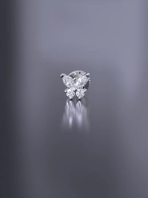 KATRIN JEWELRY Пирсинг хеликс серебро 925 с камнями, серебристый, фото 3