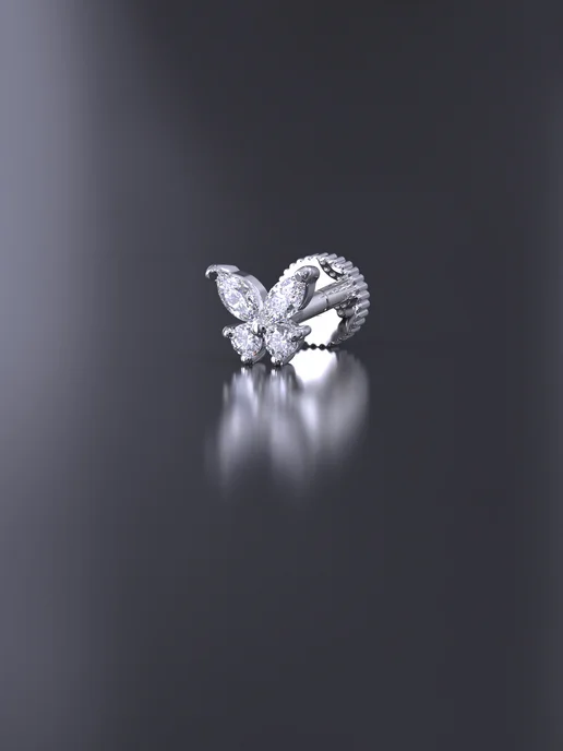 KATRIN JEWELRY Пирсинг хеликс серебро 925 с камнями, серебристый, фото 5