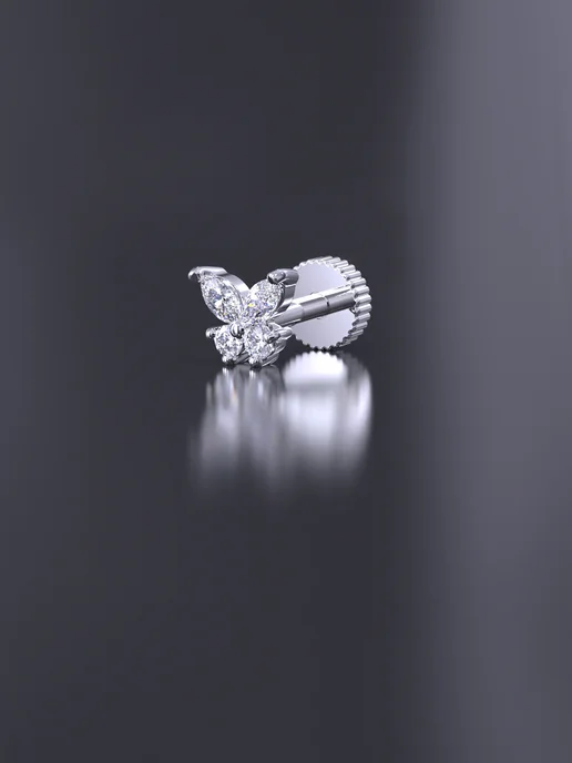 KATRIN JEWELRY Пирсинг хеликс серебро 925 с камнями, серебристый, фото 6