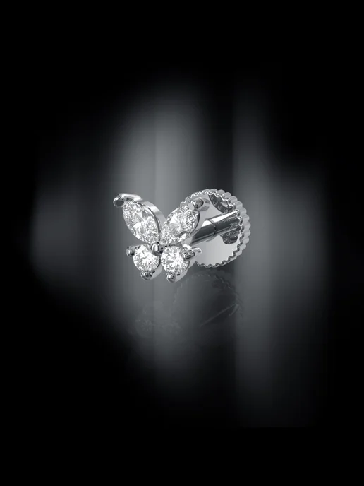 KATRIN JEWELRY Пирсинг хеликс серебро 925 с камнями, серебристый, фото 7