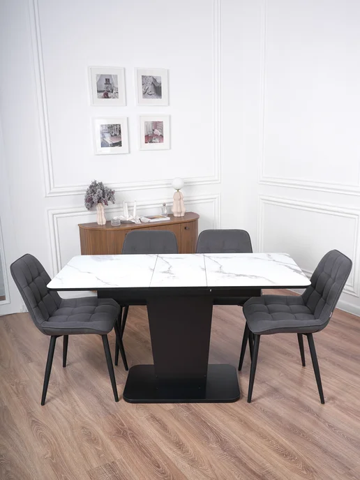 Frenesie Стол кухонный раздвижной стеклянный Грант 110(140)х70х75 см, 70x75 см, фото 5