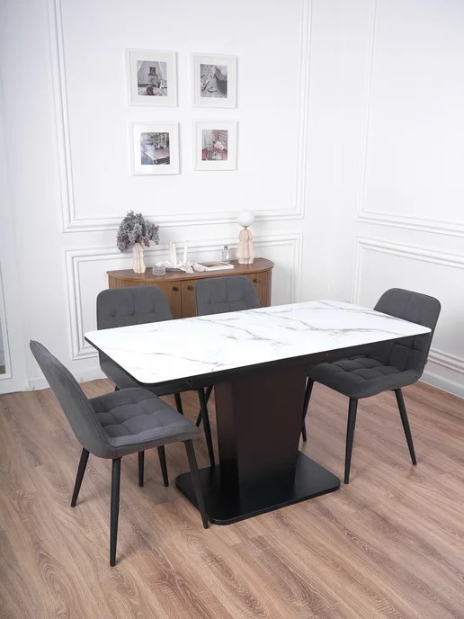 Frenesie Стол кухонный раздвижной стеклянный Грант 110(140)х70х75 см, 70x75 см, фото 7