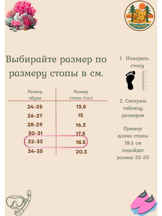 КОТ НА МОРЕ Аквасоки детские для моря, голубой, фото 2