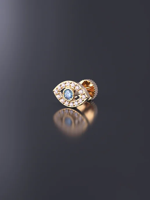 KATRIN JEWELRY Пирсинг в ухо хрящ хеликс серебро 925 позолоченный, серебристый, фото 4