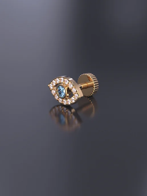 KATRIN JEWELRY Пирсинг в ухо хрящ хеликс серебро 925 позолоченный, серебристый, фото 5
