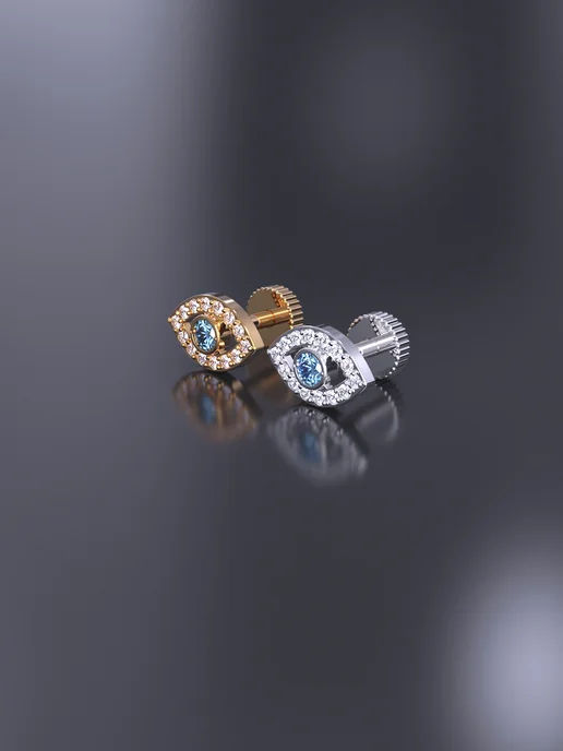 KATRIN JEWELRY Пирсинг в ухо хрящ хеликс серебро 925 позолоченный, серебристый, фото 7
