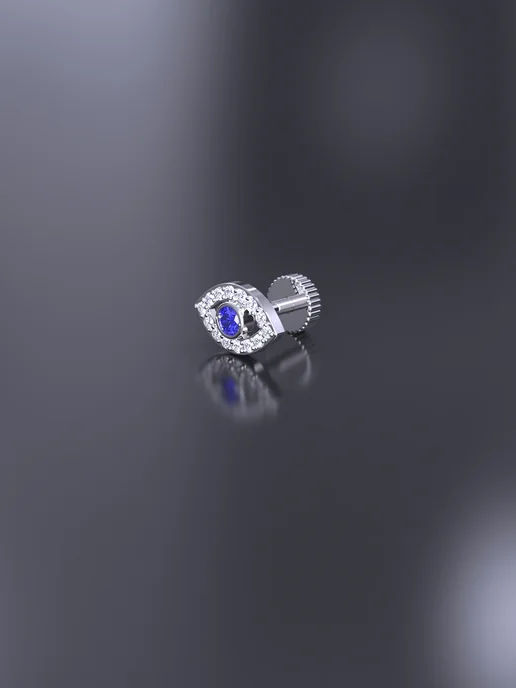 KATRIN JEWELRY Пирсинг в ухо хрящ хеликс серебро 925 с камнями, серебристый, фото 3