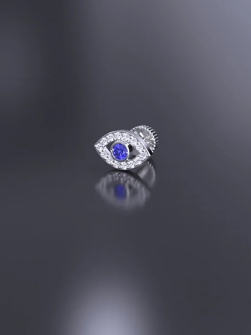 KATRIN JEWELRY Пирсинг в ухо хрящ хеликс серебро 925 с камнями, серебристый, фото 4