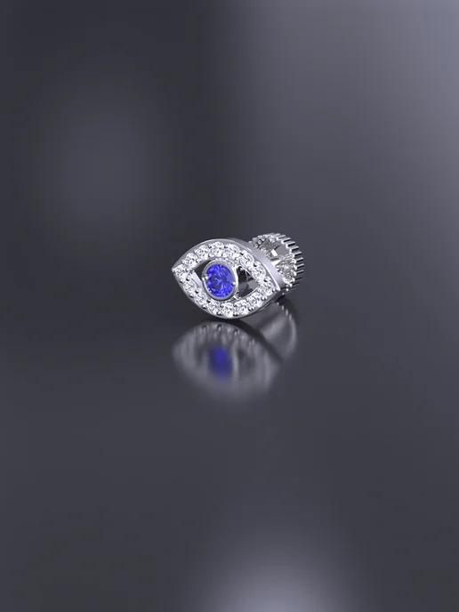 KATRIN JEWELRY Пирсинг в ухо хрящ хеликс серебро 925 с камнями, серебристый, фото 5