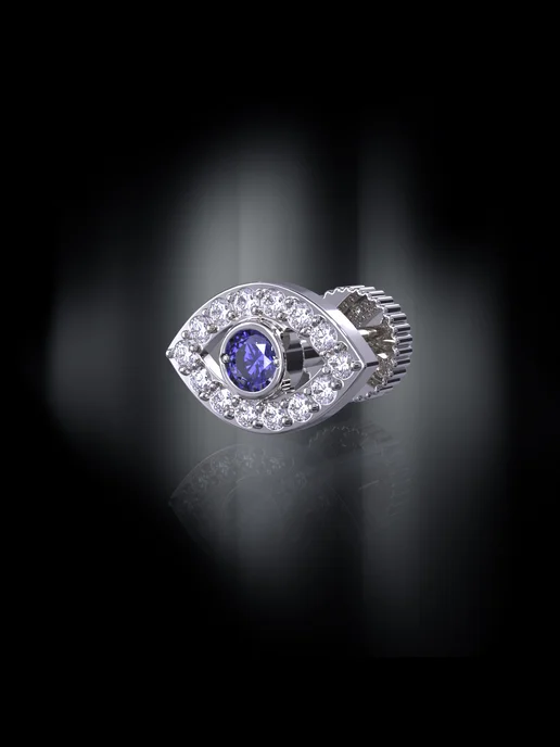 KATRIN JEWELRY Пирсинг в ухо хрящ хеликс серебро 925 с камнями, серебристый, фото 6
