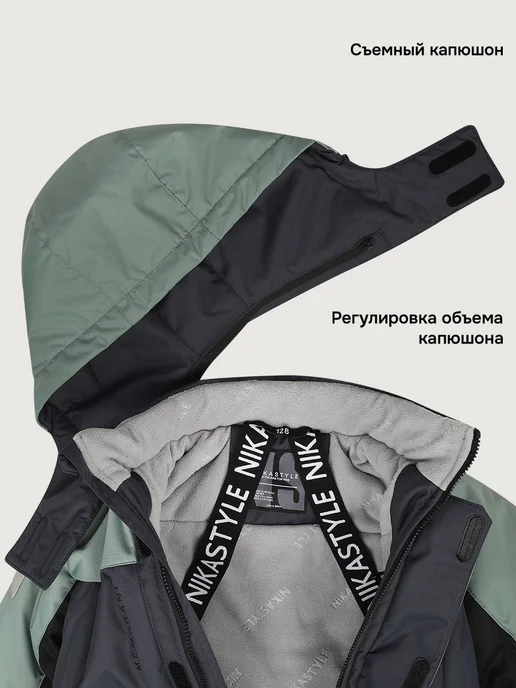 NIKASTYLE Зимний костюм для мальчика детский горнолыжный мембрана, черный, фото 5