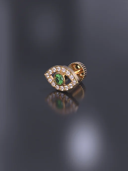 KATRIN JEWELRY Пирсинг в ухо хрящ серебро 925 позолоченный с камнями, серебристый, фото 3