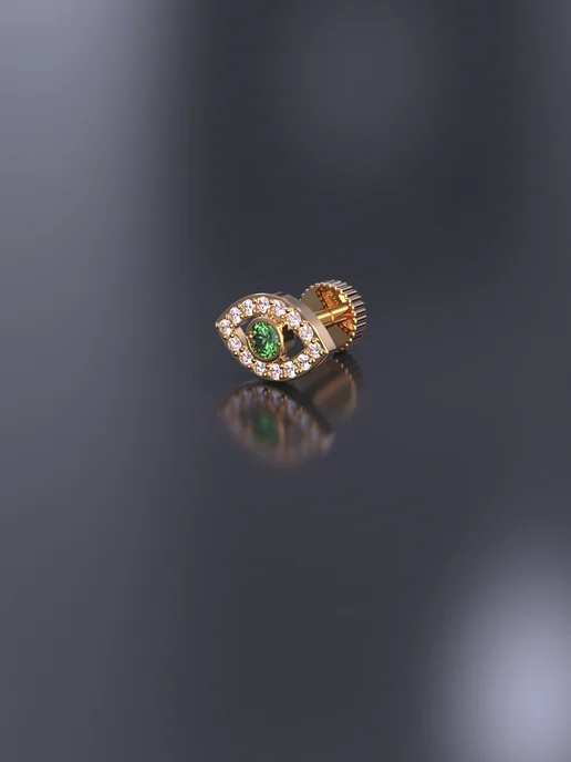 KATRIN JEWELRY Пирсинг в ухо хрящ серебро 925 позолоченный с камнями, серебристый, фото 4