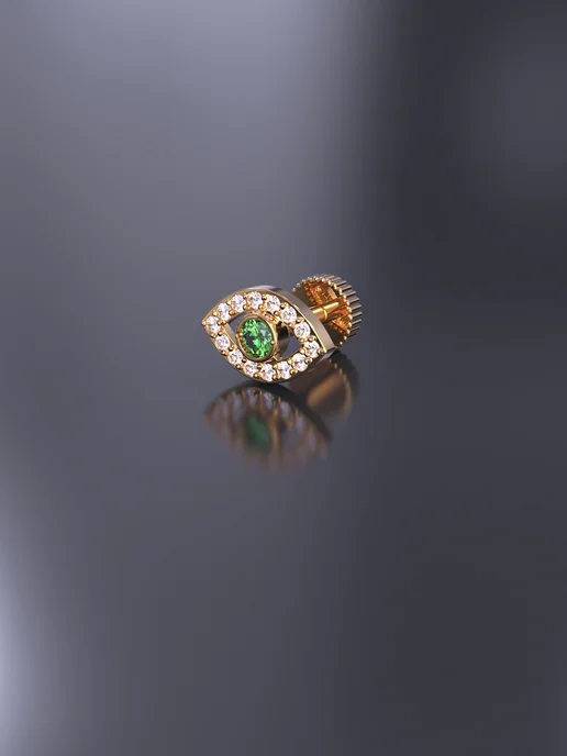 KATRIN JEWELRY Пирсинг в ухо хрящ серебро 925 позолоченный с камнями, серебристый, фото 5