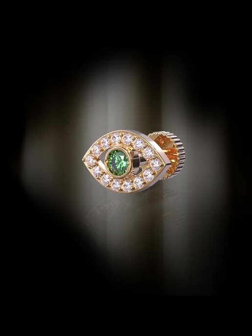 KATRIN JEWELRY Пирсинг в ухо хрящ серебро 925 позолоченный с камнями, серебристый, фото 6