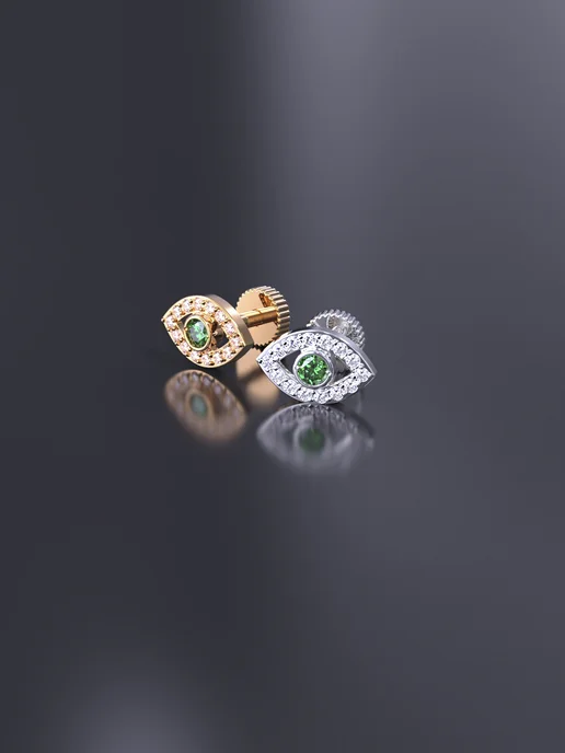 KATRIN JEWELRY Пирсинг в ухо хрящ серебро 925 позолоченный с камнями, серебристый, фото 8