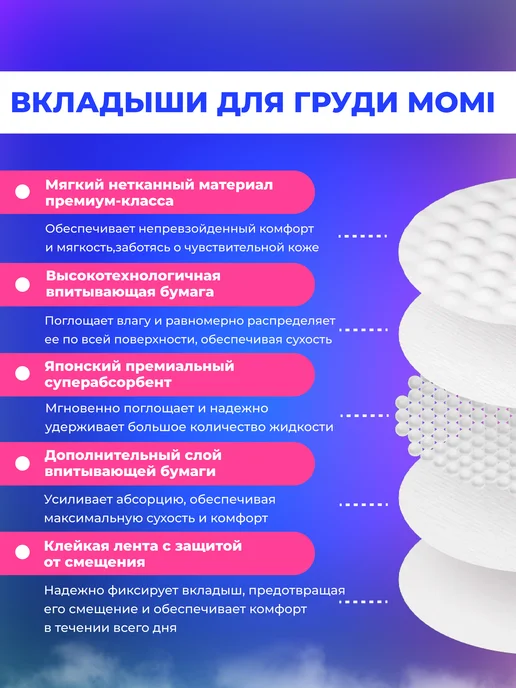 MOMI Одноразовые вкладыши для груди, 90шт, 90 шт, фото 7