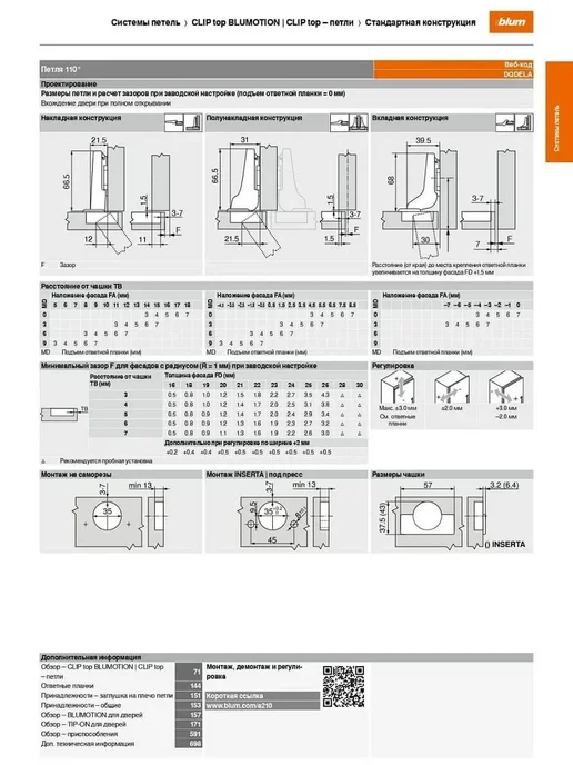 Blum Петля мебельная 110 градусов полунакладная с пружиной, серый, фото 4