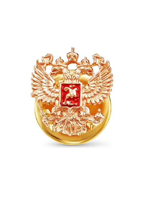 Серебряное облако Значок Герб России позолоченный, серебро 925 пробы, серебристый, фото 4