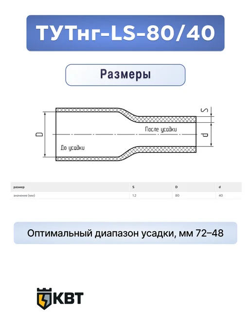 КВТ Трубка ТУТнг-80 40 черная, черный, фото 2