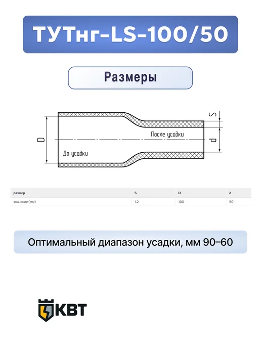 КВТ ТУТнг-LS-100 50 Трубка термоусадочная (2 м), черный, фото 3