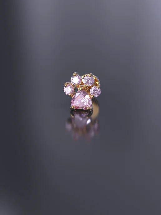 KATRIN JEWELRY Пирсинг лабрет хеликс серебро 925 с камнями, серебристый, фото 4