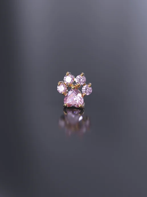 KATRIN JEWELRY Пирсинг лабрет хеликс серебро 925 с камнями, серебристый, фото 5