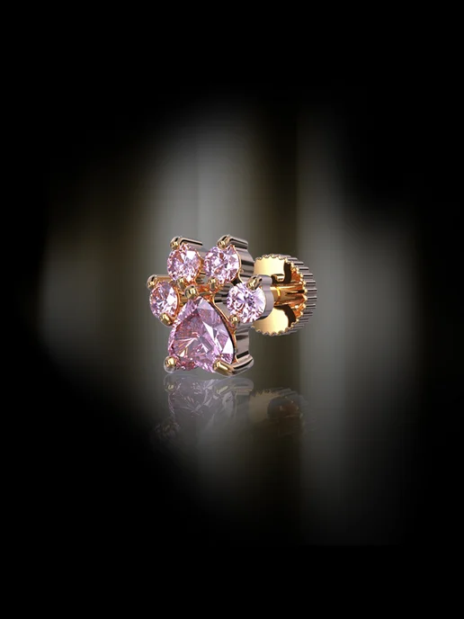 KATRIN JEWELRY Пирсинг лабрет хеликс серебро 925 с камнями, серебристый, фото 6