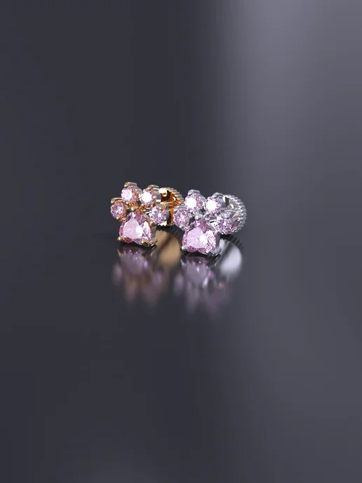 KATRIN JEWELRY Пирсинг лабрет хеликс серебро 925 с камнями, серебристый, фото 7